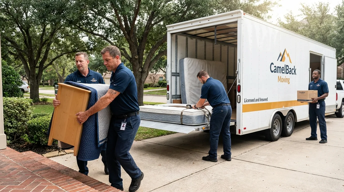 Crew loading residential truck for cross-state move from Suncook, NH